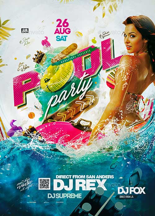 Summer Pool Party Flyer Template