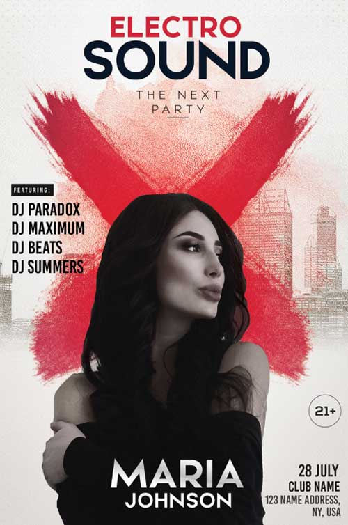 Elektro Sound Free Party PSD Flyer Template