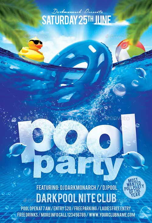 Saturday Pool Party Flyer Template