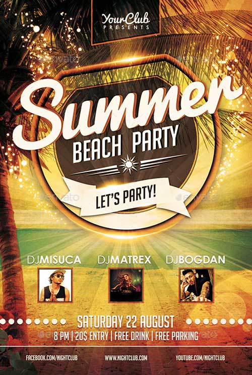 Beach Summer Party Flyer Template