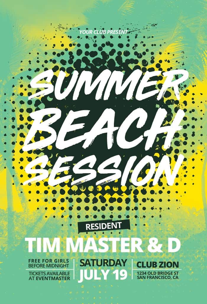 Free Summer Beach Session Flyer Template