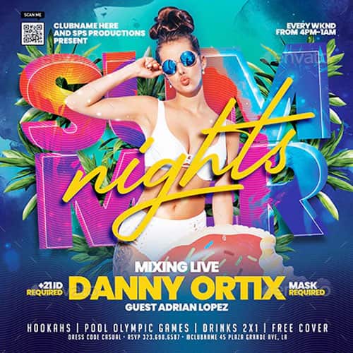Summer Nights Club Flyer and Instagram Template