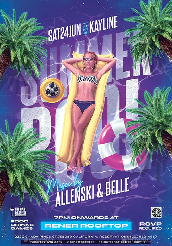 Summer Pool Party Flyer Template