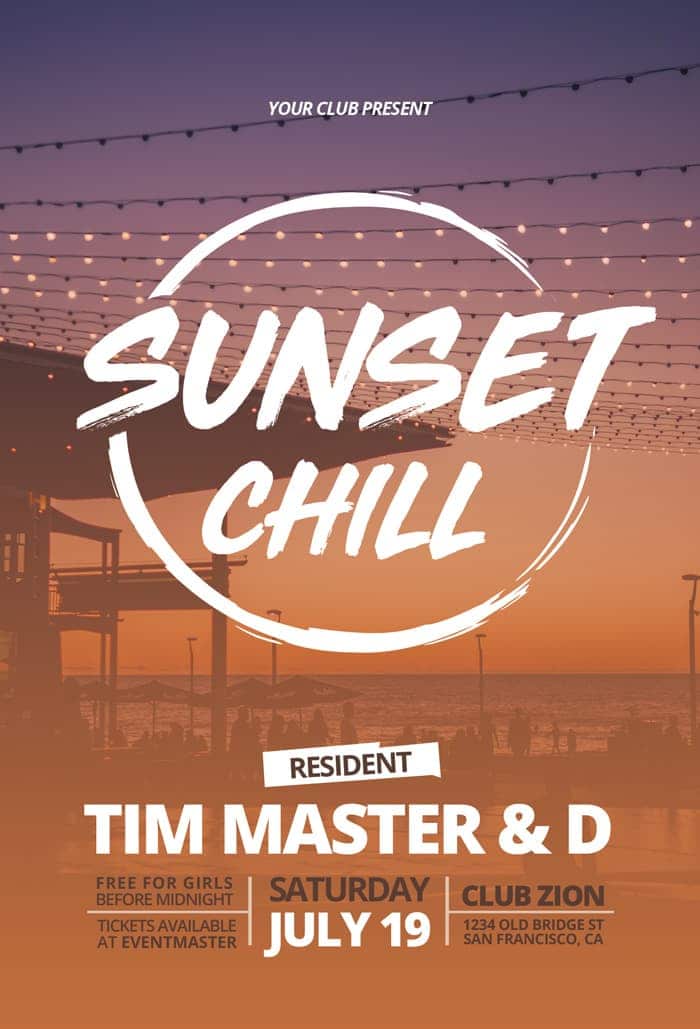 Sunset Chill Party Free Flyer Template