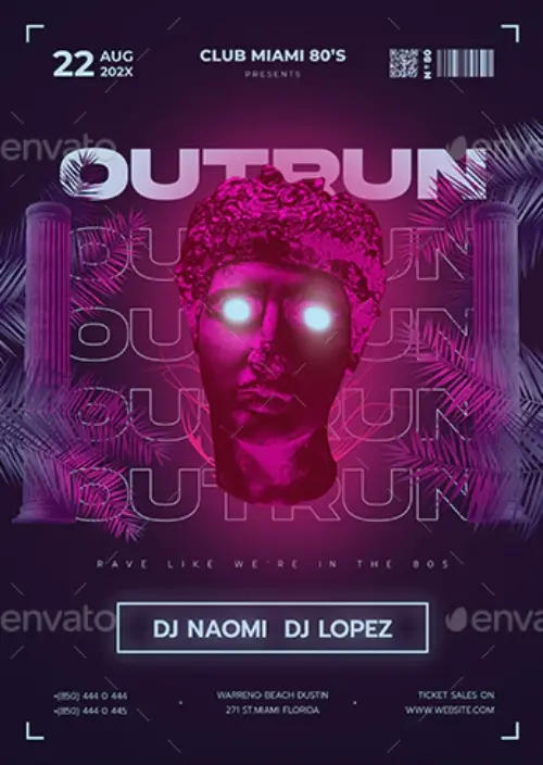 Retrowave Club Party Flyer Template