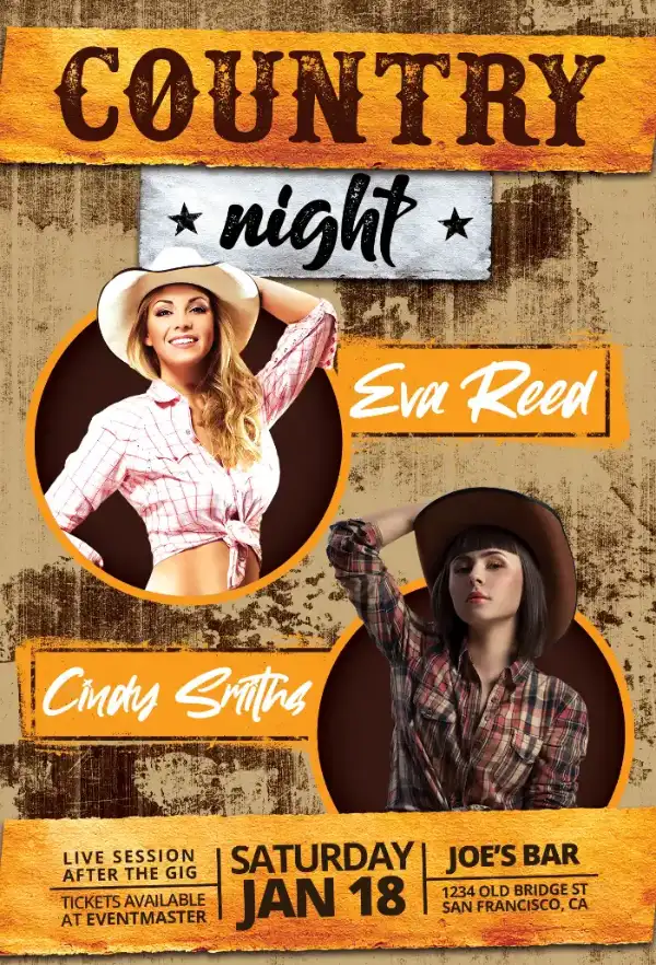 Country Music Bar Flyer Template