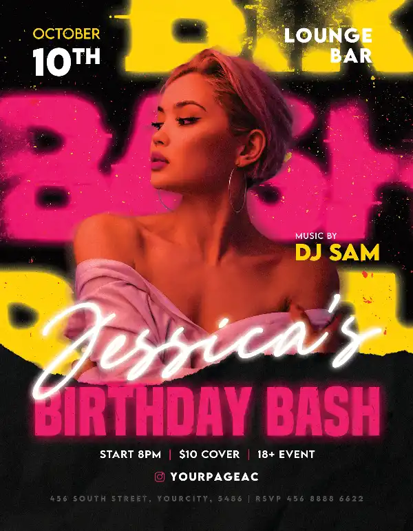 Free Birthday Bash Flyer PSD Template