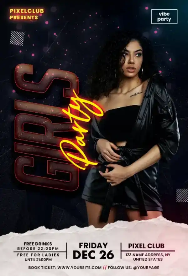 Girls Club Party Free PSD Flyer Template