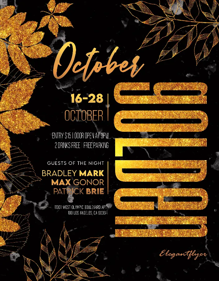 Free Golden October Party Flyer Template