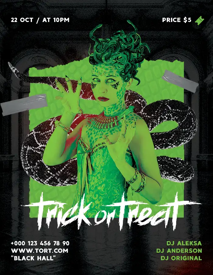 Free Trick or Treat Halloween Party Flyer Template
