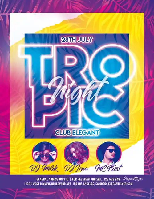 Free Tropic Night Flyer PSD Template