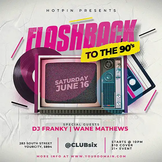 Retro 90s Party Instagram Template