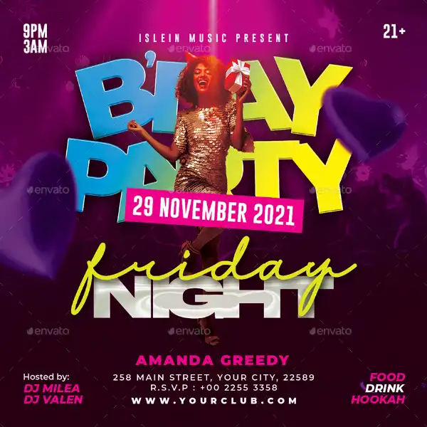 Birthday Party Night Instagram Template