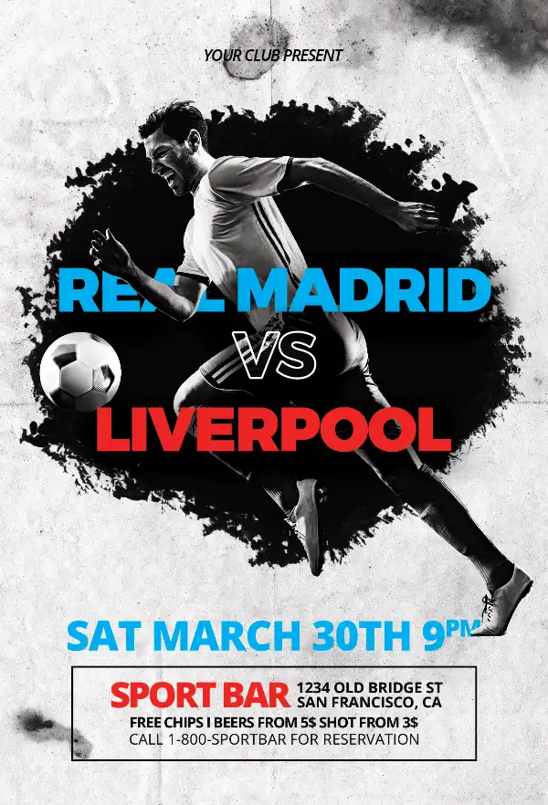 Free Soccer Game Flyer PSD Template