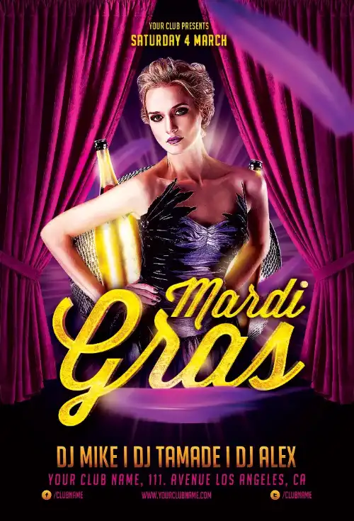 Mardi Gras Celebration Flyer Template