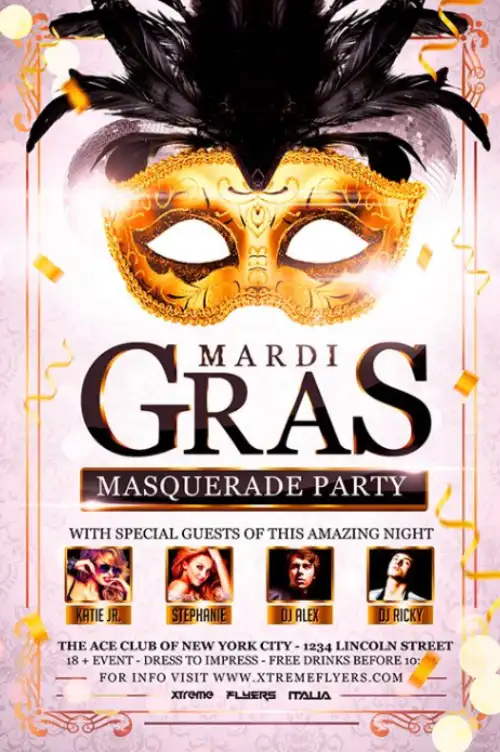 Mardi Gras Masquerade Flyer Template