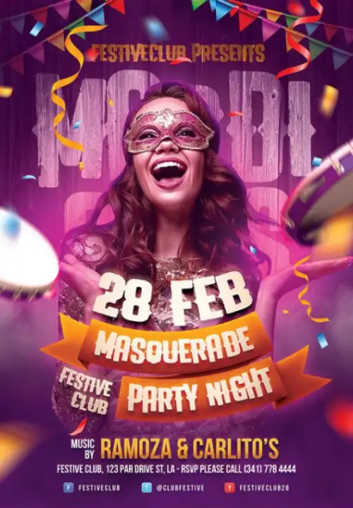Mardi Gras Night Flyer Template