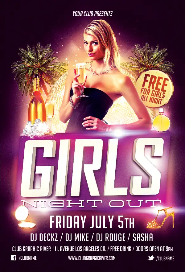 Free Girls Night Flyer Template
