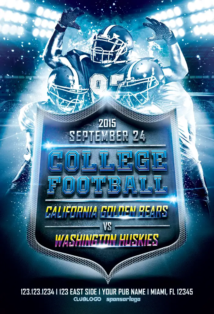 College Football Game PSD Flyer Template