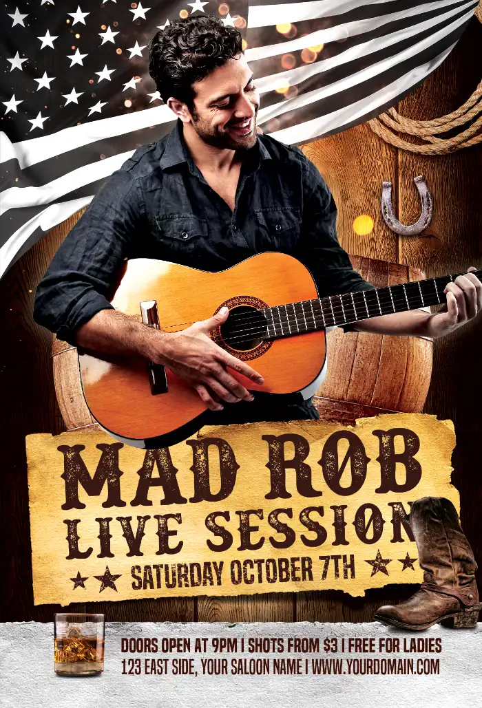 Country Music Party Flyer Template