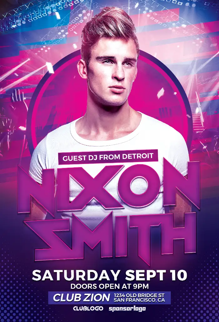 Electro DJ Club Party Flyer Template