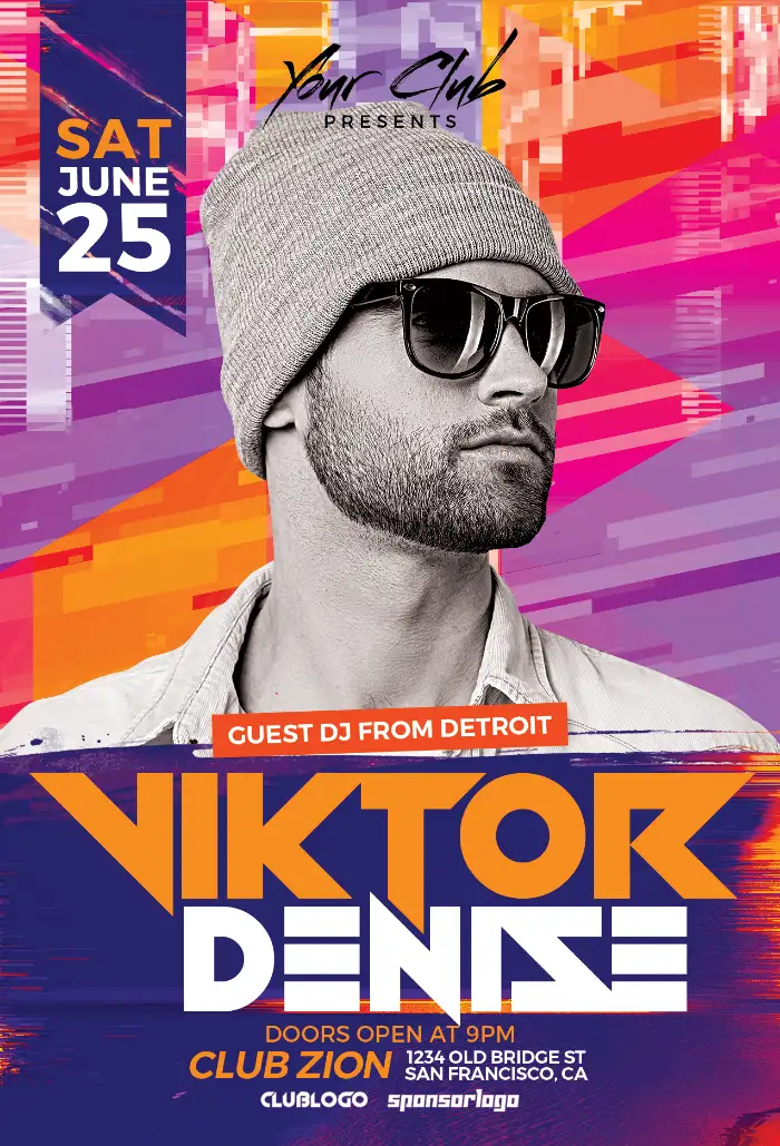 Electro Music DJ Event Flyer Template