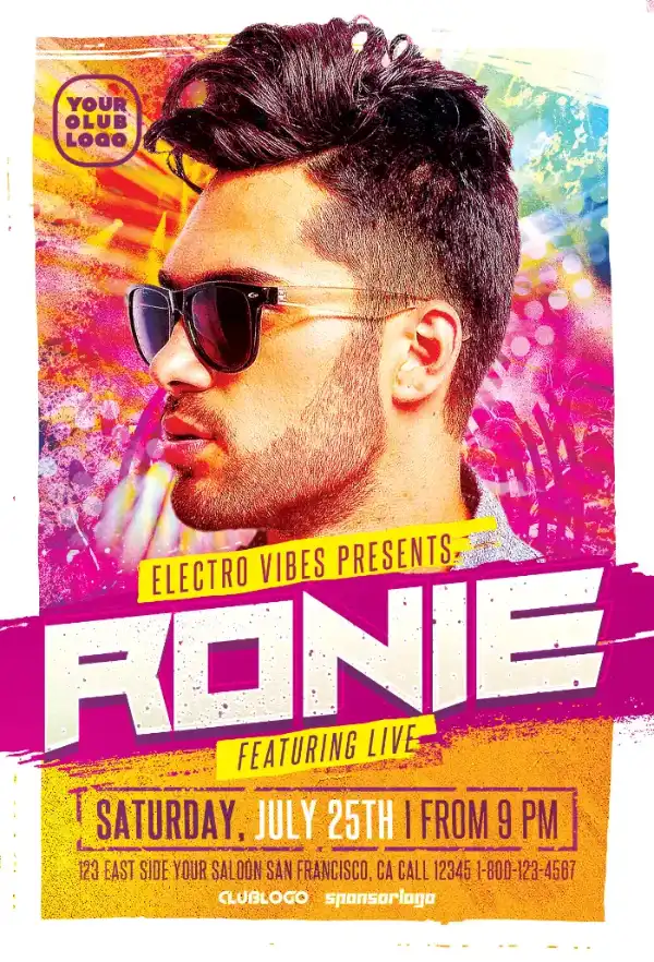 Electro Music DJ Flyer Template