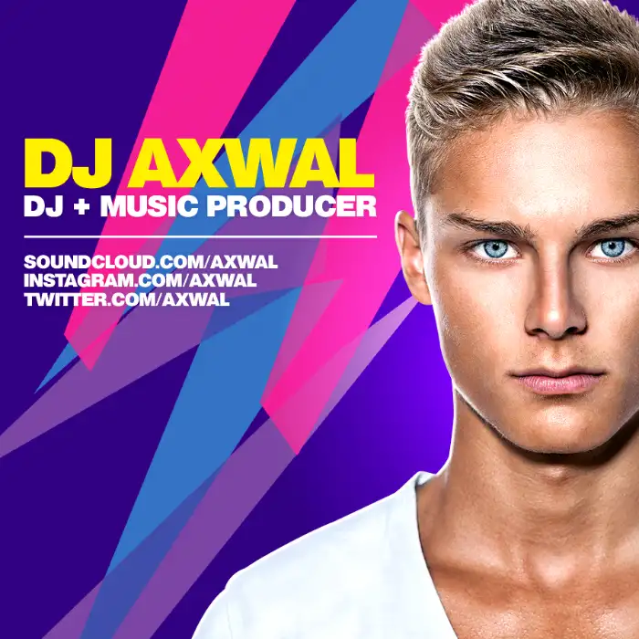 Free PSD Flyer showing a DJ on abstract colorful background