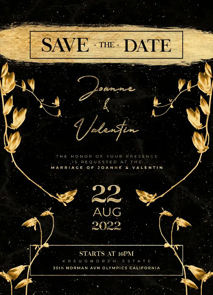 Free Golden Wedding Invitation Flyer Template