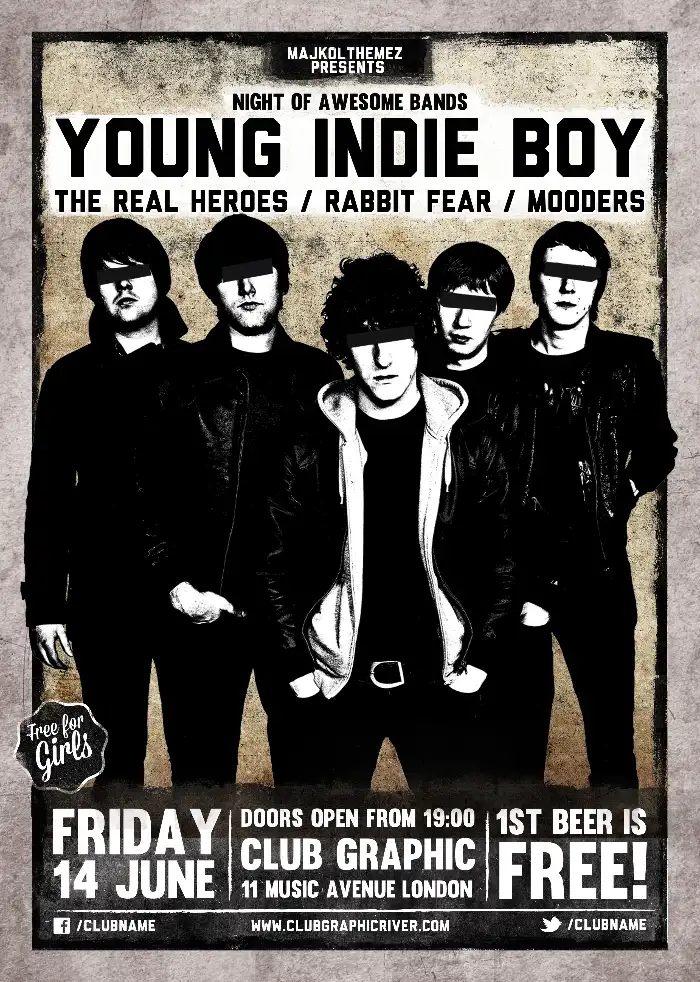 Indie Rock Band Flyer Template