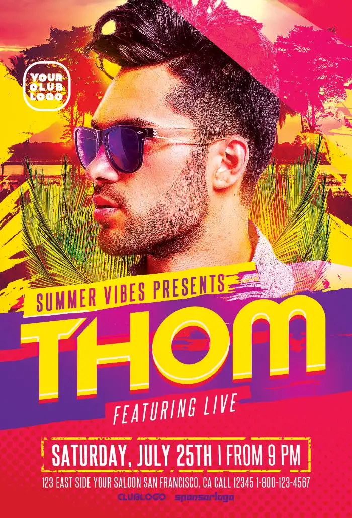 Summer DJ Music Party Flyer Template