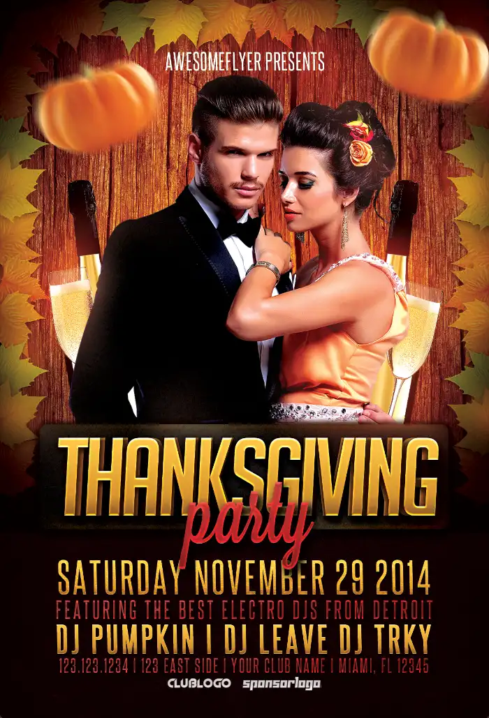 Thanksgiving Party Event Flyer Template