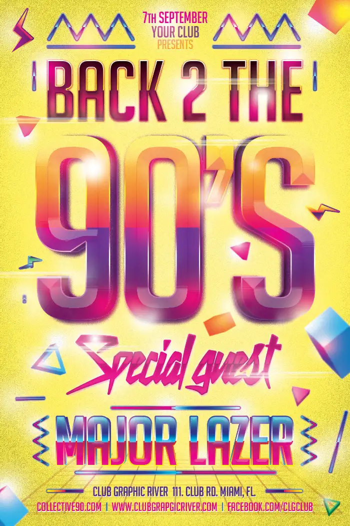 90s Retro Party Flyer Template