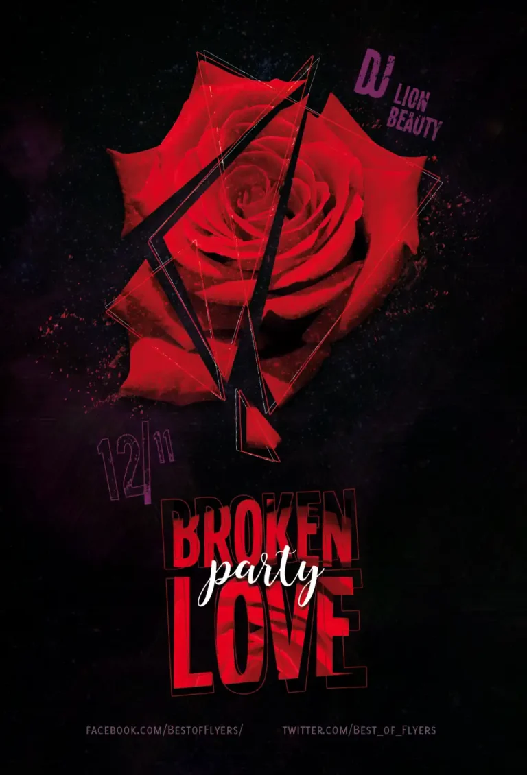 Free Broken Love Party Flyer Template