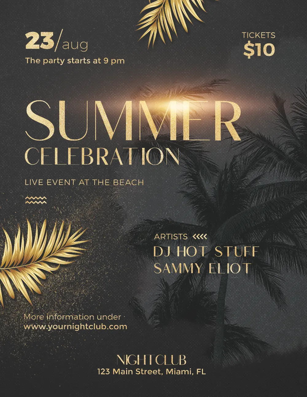 Golden Summer Party Flyer Template