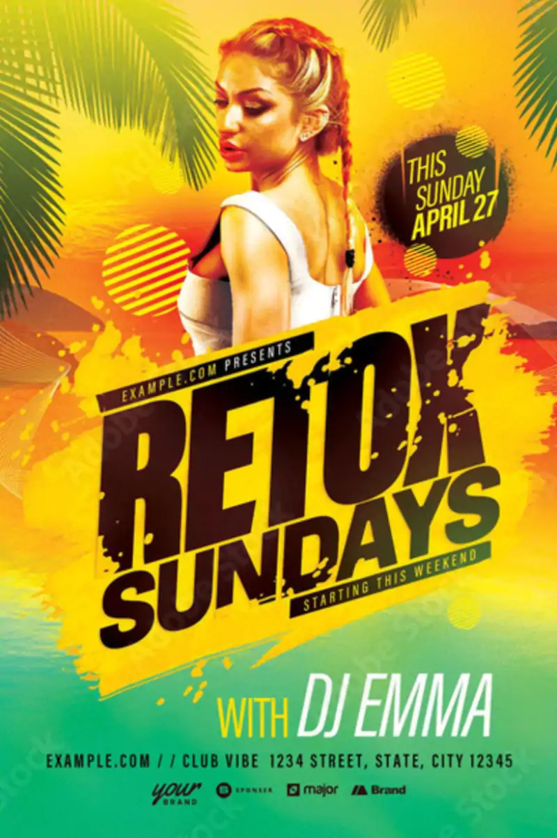 Tropical Summer Beach Club Flyer Template