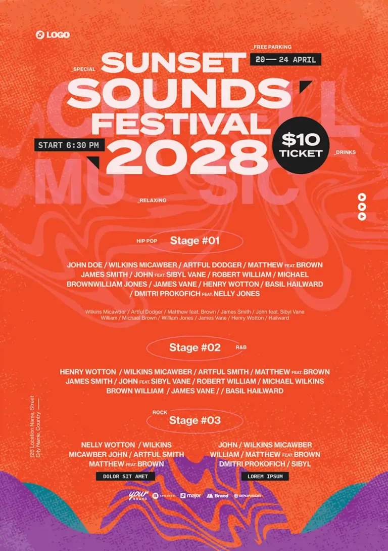 Music Festival Event Flyer and Poster Template