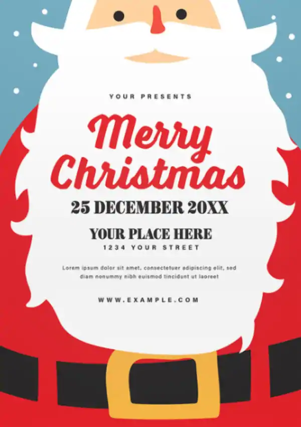 Christmas Party Event Flyer Template with Santa Illustration