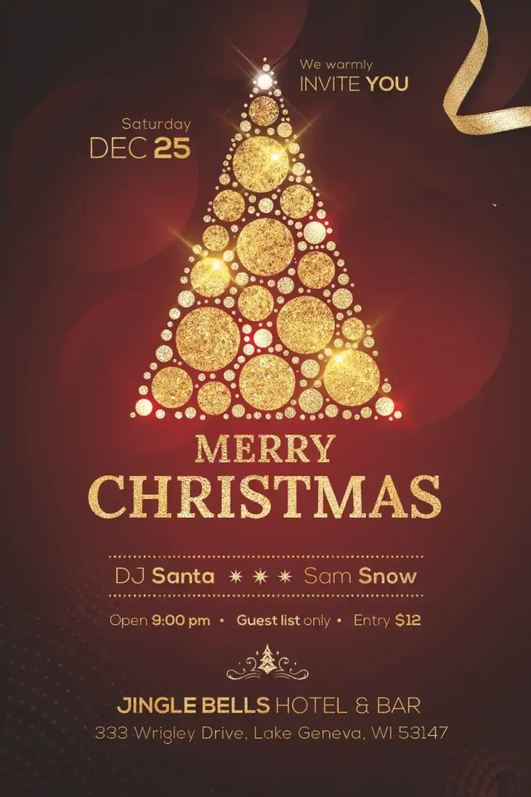 Golden Christmas Celebration Flyer Template