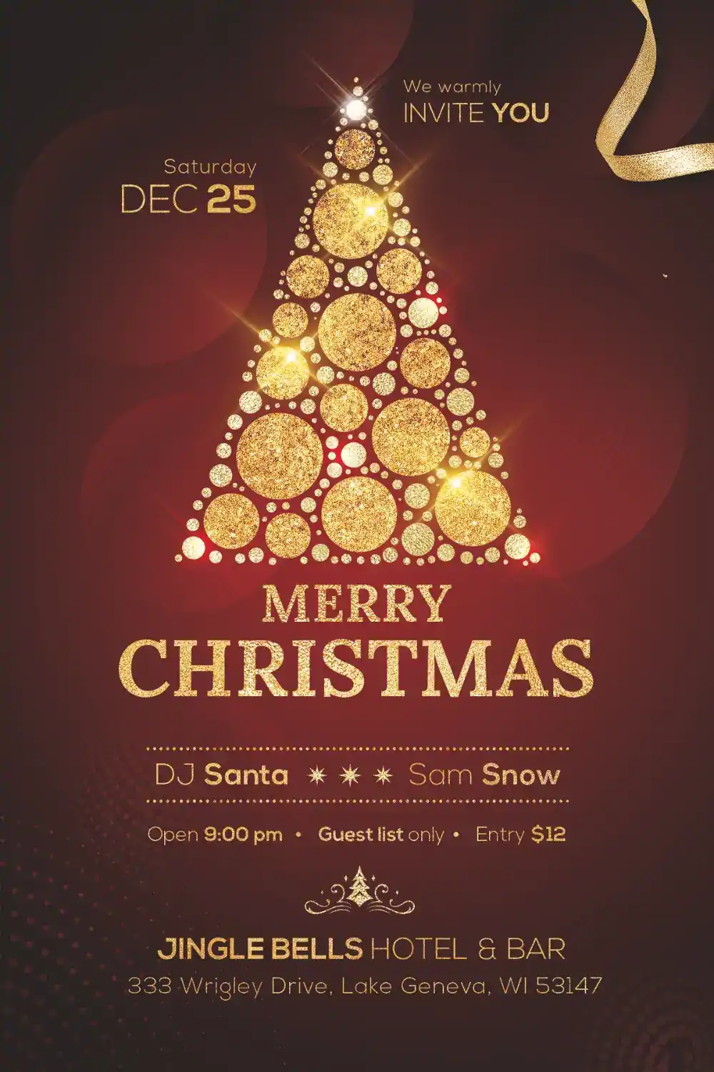Golden Christmas Celebration Flyer Template