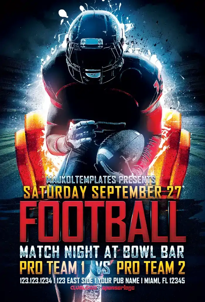 American Super Bowl Game Flyer Template