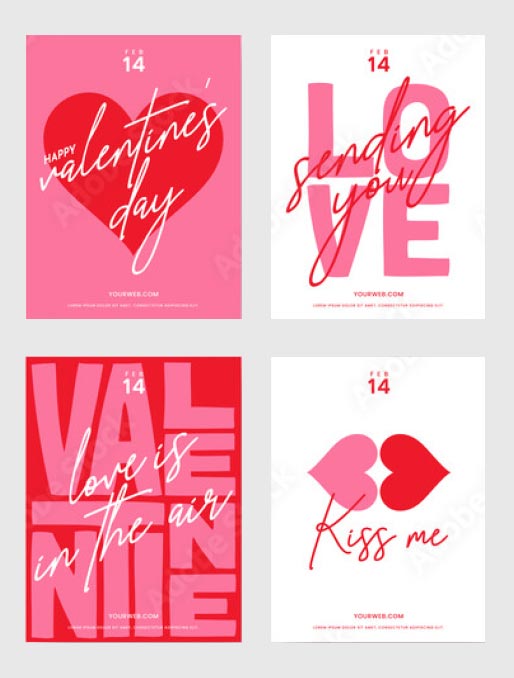 Modern Valentines Day Vector Card and Poster Templates