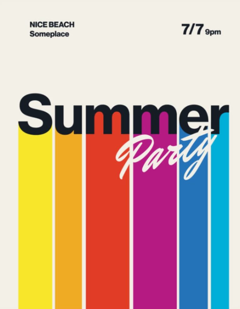 Retro Summer Party Poster with Bright Colors