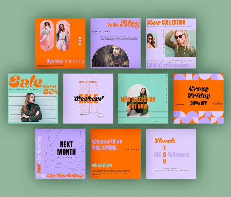 Vibrant Colors Social Media Template Set