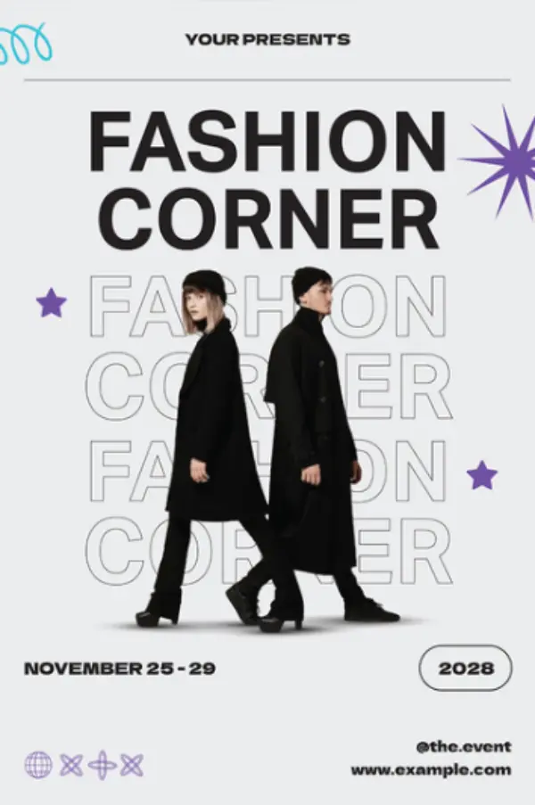 White Purple Fashion Poster Template