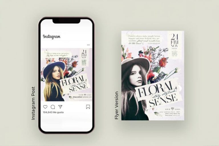 Floral Style Instagram Post and Flyer Template